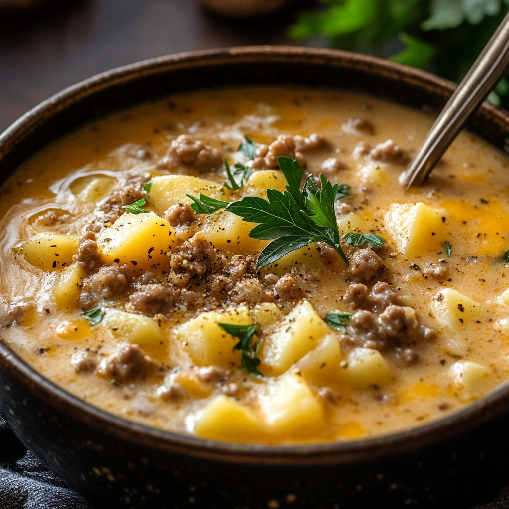 Cheesy Hamburger Potato Soup