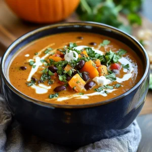 Creamy Black Bean Pumpkin & Butternut Squash Soup
