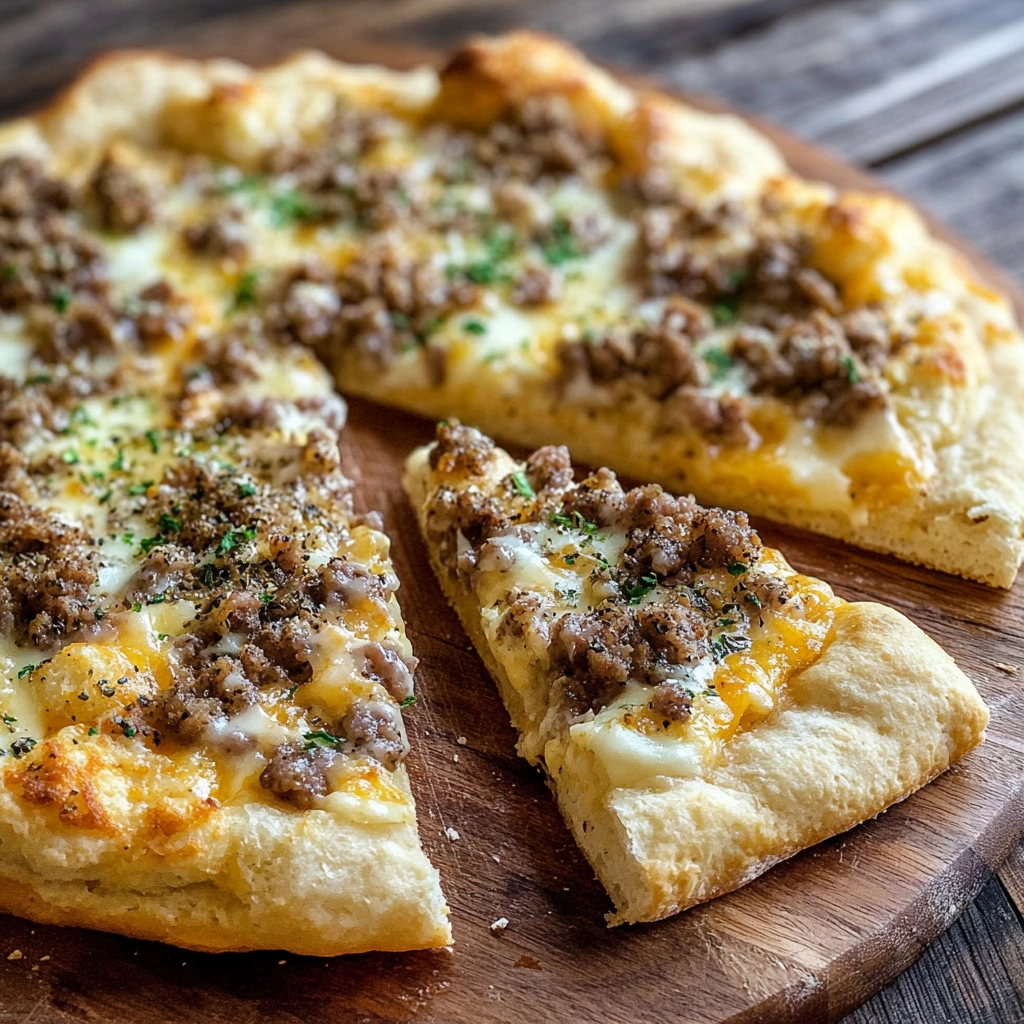 Biscuits and Sausage Gravy Breakfast Pizza