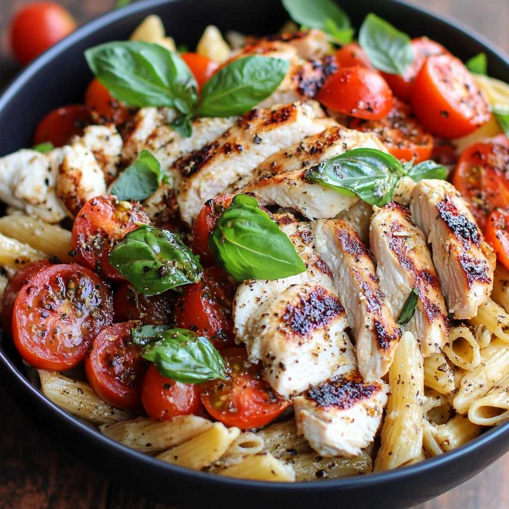 Caprese Chicken Pasta Salad Bowl