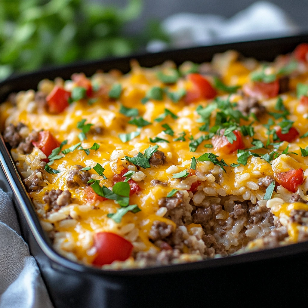 Cheesy Hamburger Rice Casserole