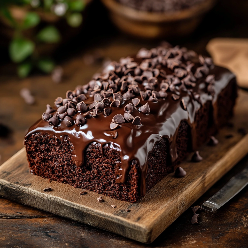 Chocolate Loaf Cake with Whipped Ganache