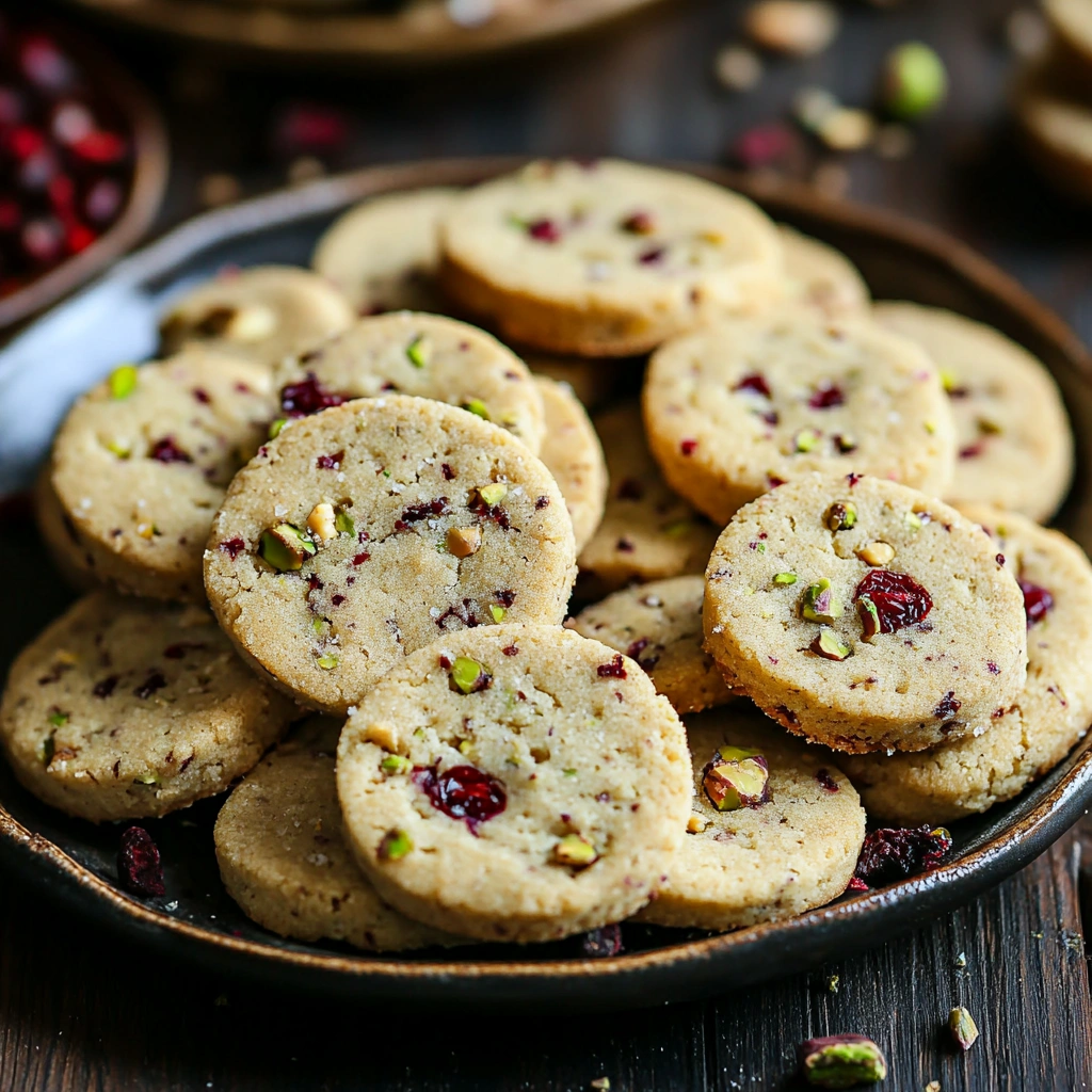 Cranberry Pistachio Shortbread Cookies
