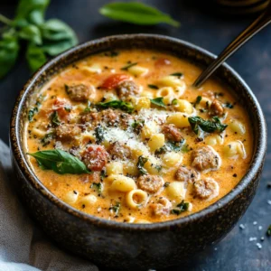 Creamy Parmesan Italian Sausage Ditalini Soup