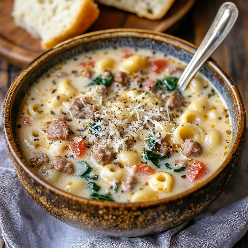 Creamy Parmesan Italian Sausage Ditalini Soup