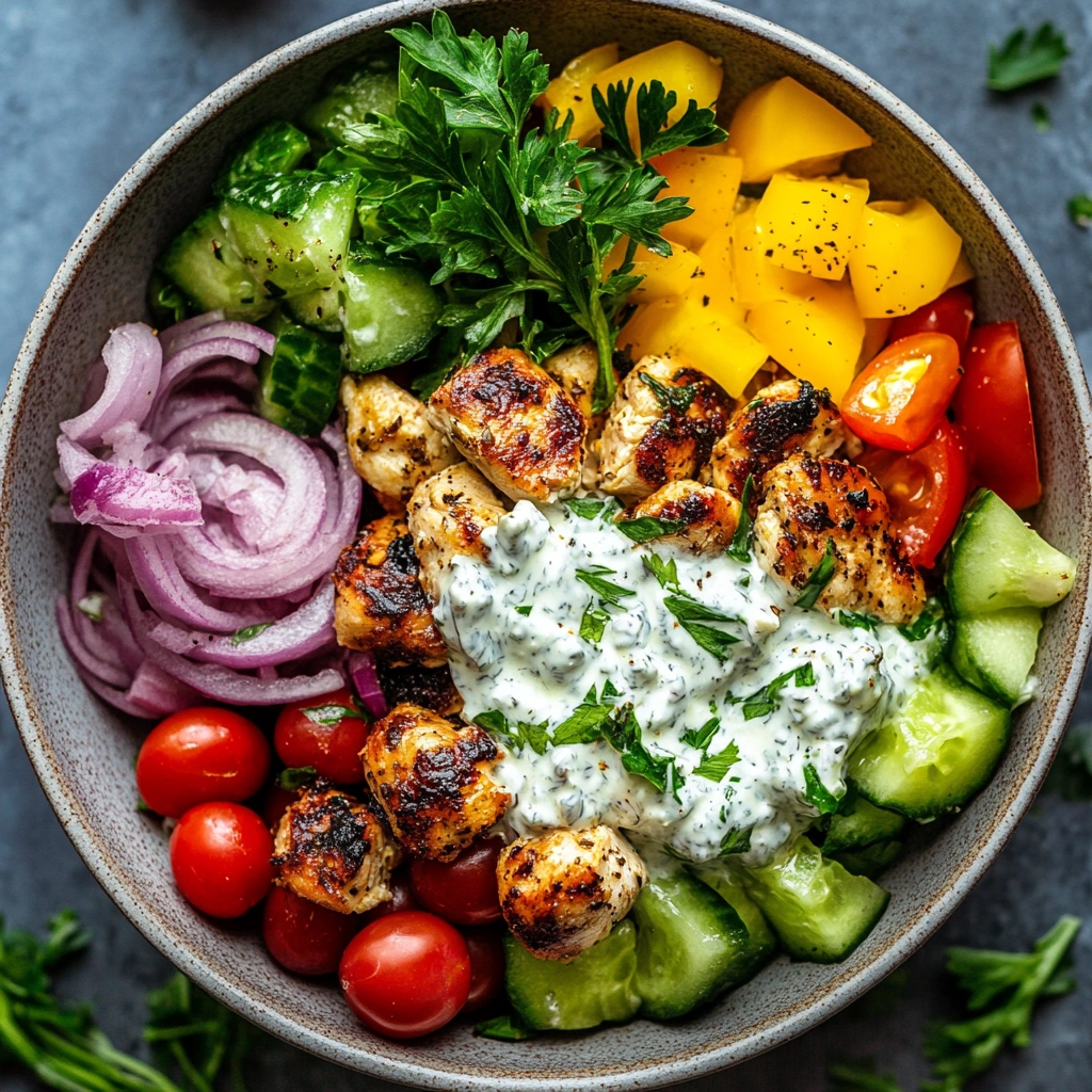 Greek Tzatziki Chicken Salad Bowl