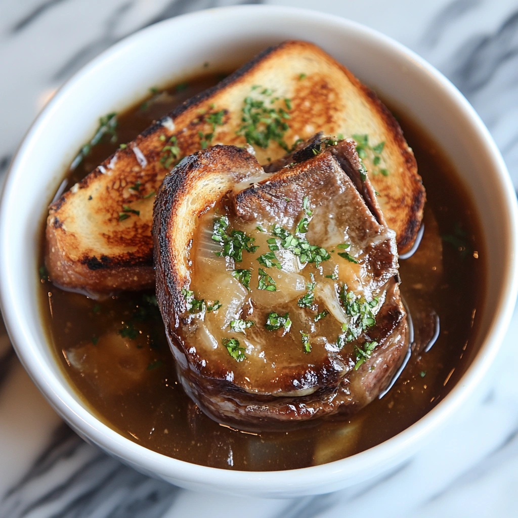 french onion short rib soup with gruyère toast