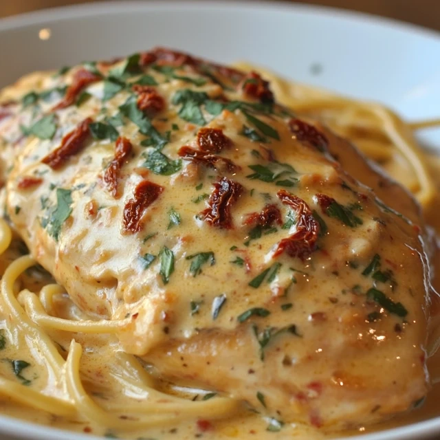 Creamy Parmesan Chicken with SunDried Tomato Sauce 