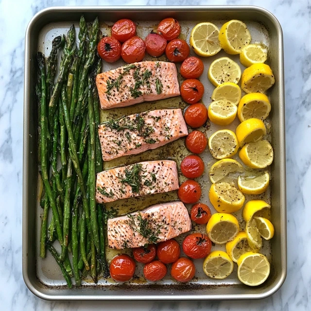 Sheet pan lemon herb salmon and veggies