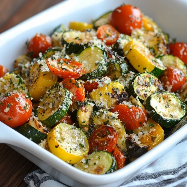 Roasted Garlic Parmesan Zucchini, Squash And Tomatoes