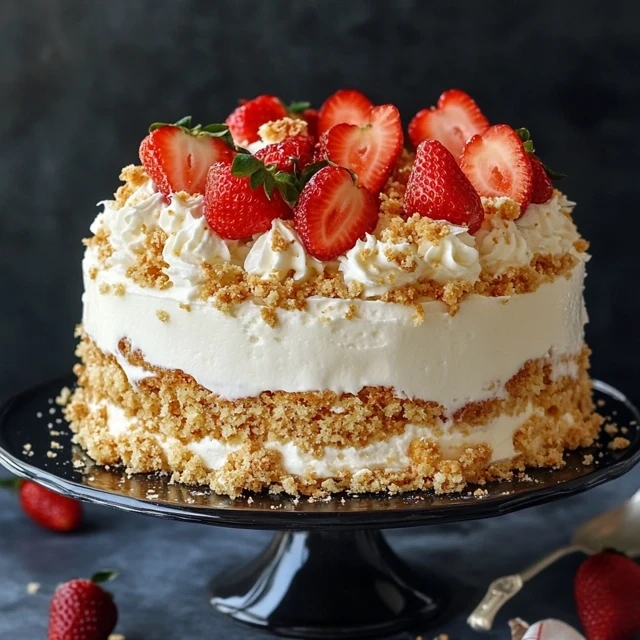 strawberry crunch tres leches cake