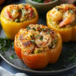 Crab and shrimp stuffed bell peppers