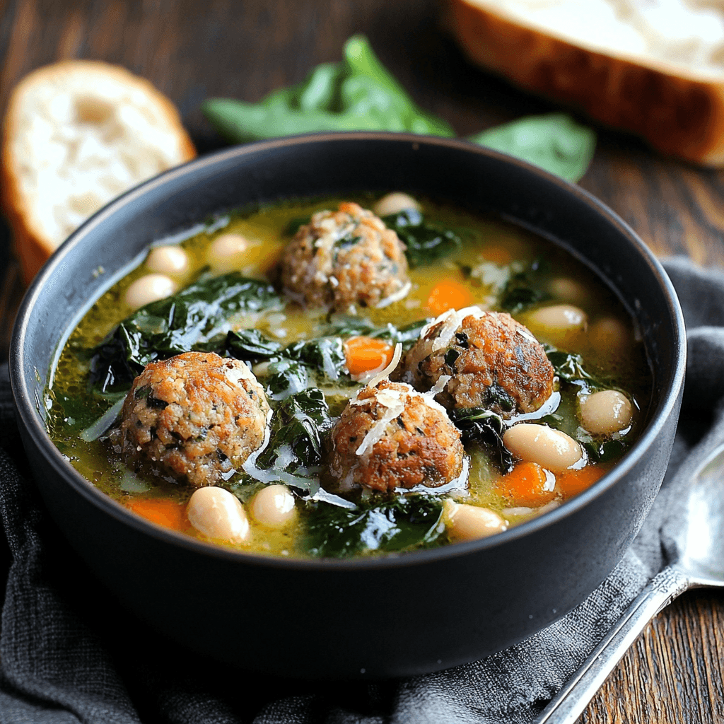Spinach and White Bean Meatball Soup