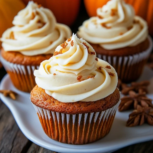 pumpkin spice cupcakes with cream cheese frosting