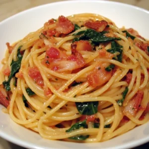 Bacon, Spinach, and Tomato Spaghetti