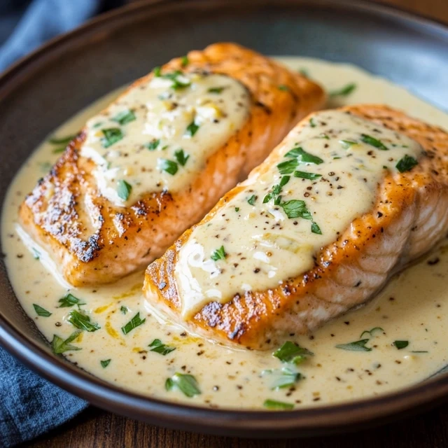One-Pan Salmon with Creamy Garlic Dijon Sauce