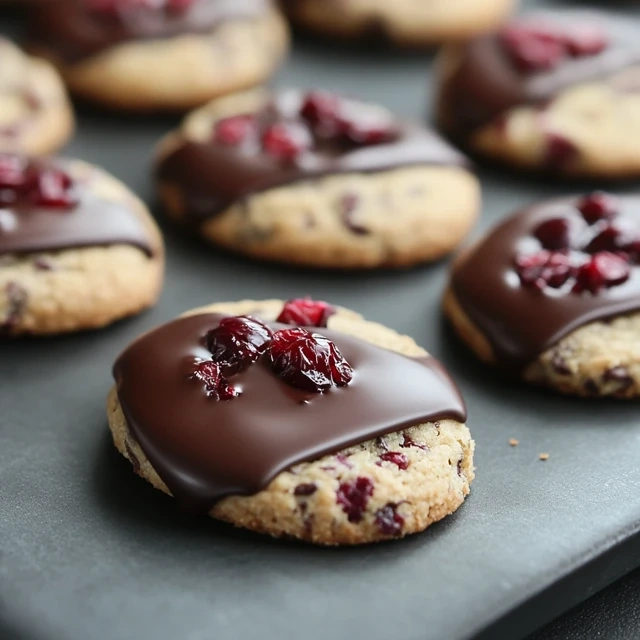 Chocolate-dipped cranberry cookies