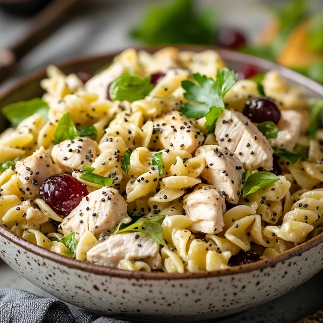 Poppy Seed Chicken and Grape Pasta Salad