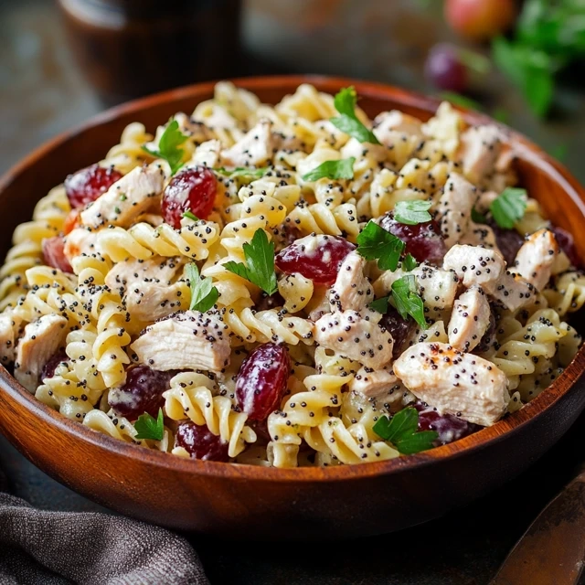 Poppy Seed Chicken and Grape Pasta Salad