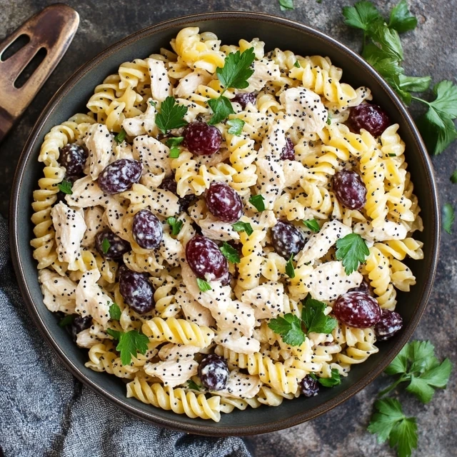 Poppy Seed Chicken and Grape Pasta Salad
