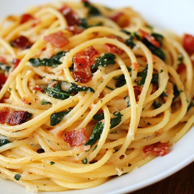 Bacon, Spinach, and Tomato Spaghetti