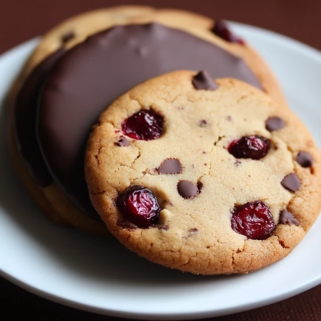 Chocolate-dipped cranberry cookies