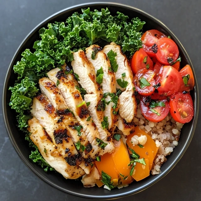 kale and grilled chicken bowl