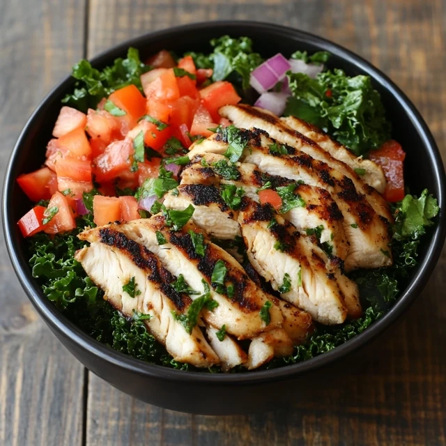 kale and grilled chicken bowl